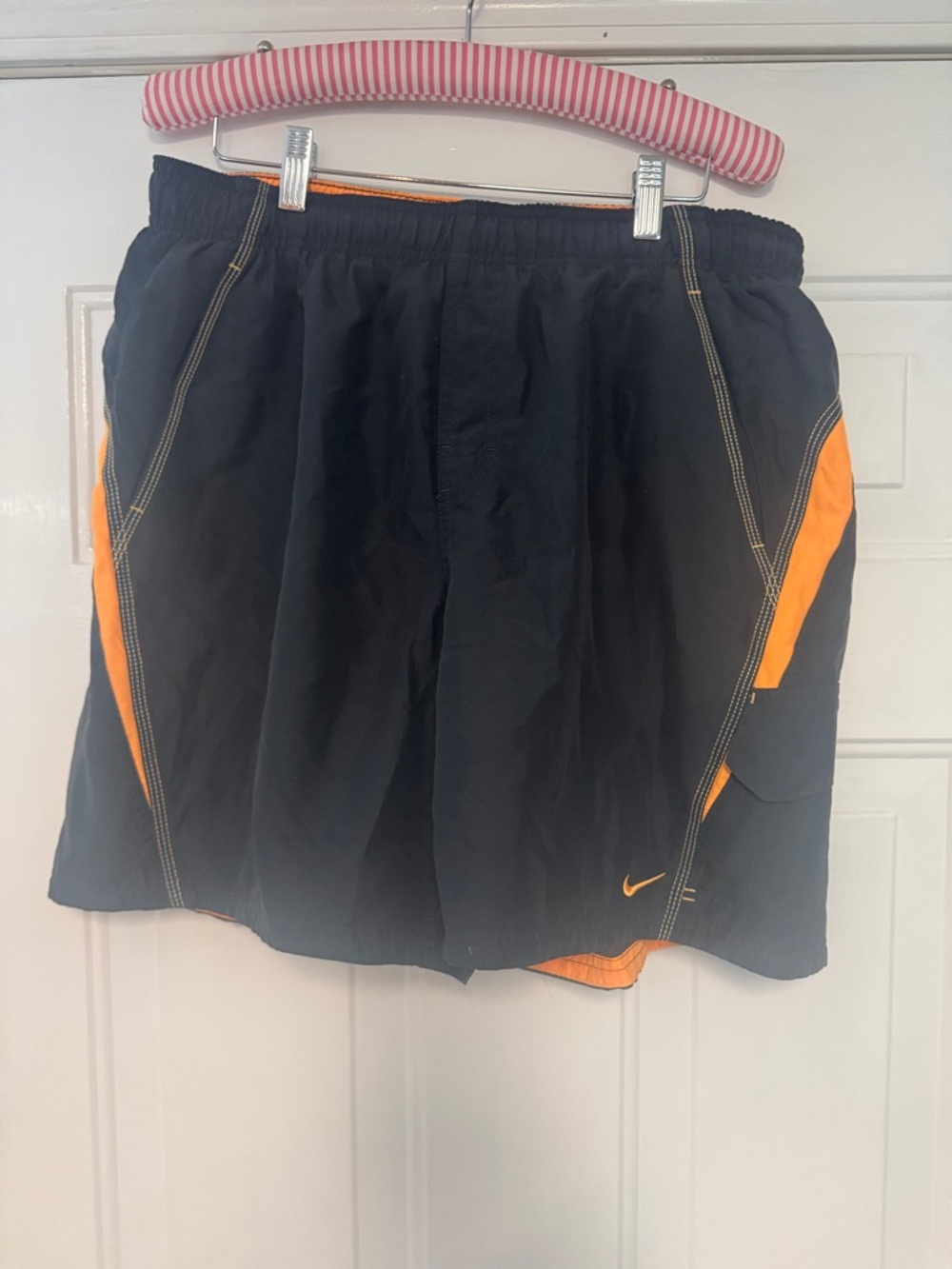 Nike Men’s Black Athletic Shorts with Orange Accents